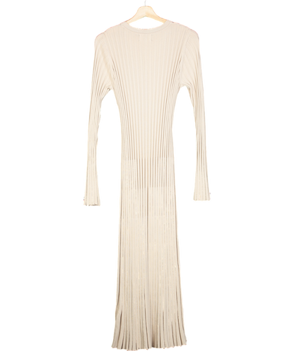 DISSH Beige Ada Long Sleeve Ribbed Maxi Dress UK S