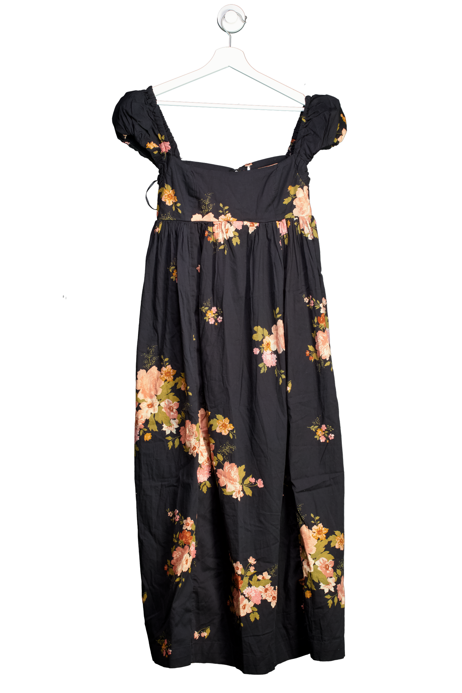Free People Black Linda Lou Poplin Maxi Dress UK XS