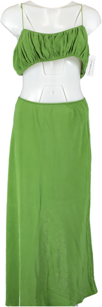 DÔEN Green Elowen Silk Skirt & Amora Crop Top Co-ord Set UK 14