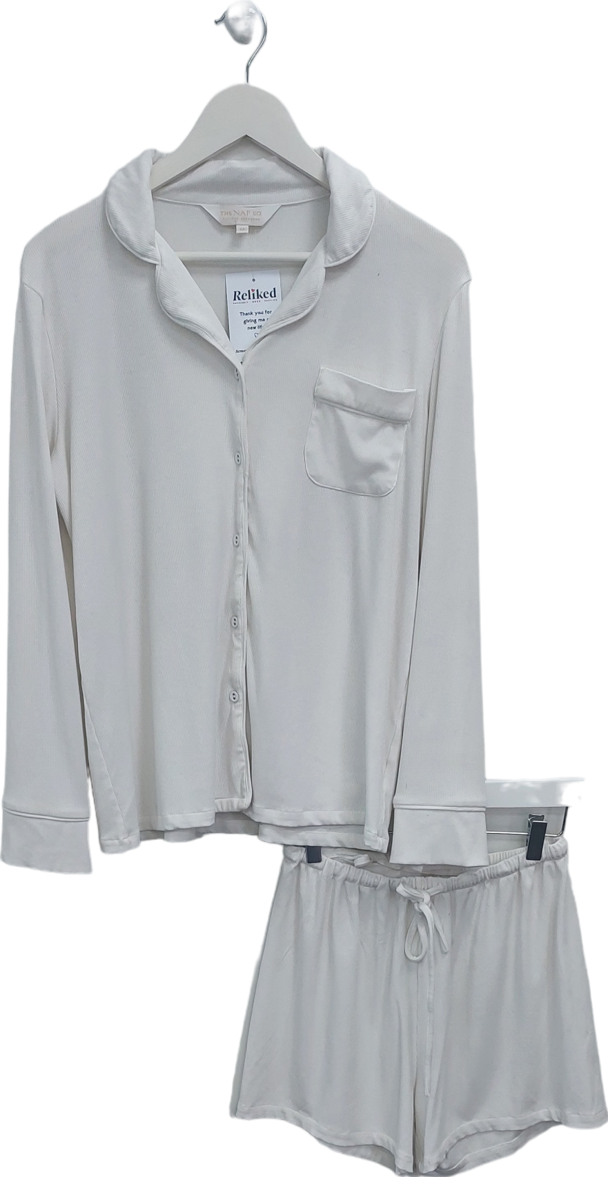 The NAP Co. White Pointelle Pyjama Short Set UK M