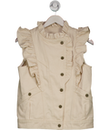 Sezane Cream Ecru Denim Faye Frill Detail Denim Gilet UK S