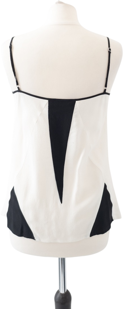 SANDRO Ivory Cami Top With Black Lace Detaling UK 8