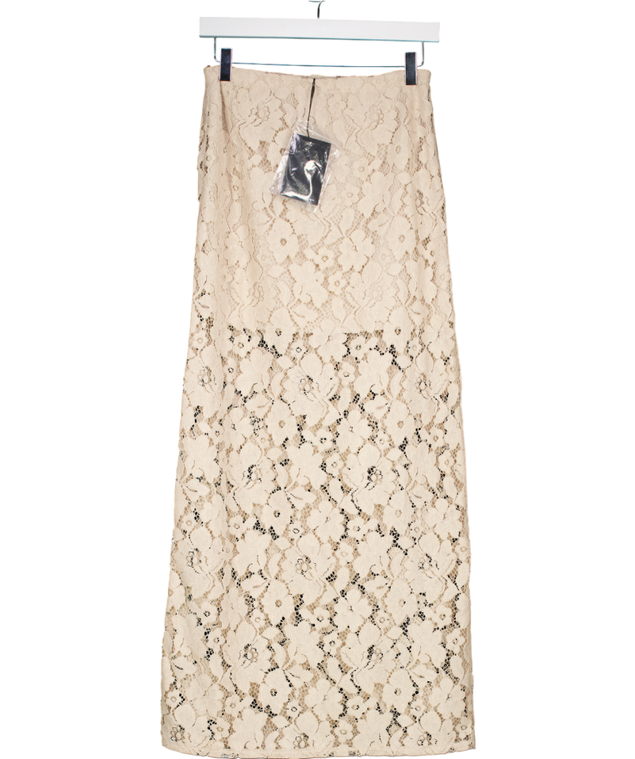 4th & Reckless Beige Crochet Lace Maxi Skirt- Elijah UK 10