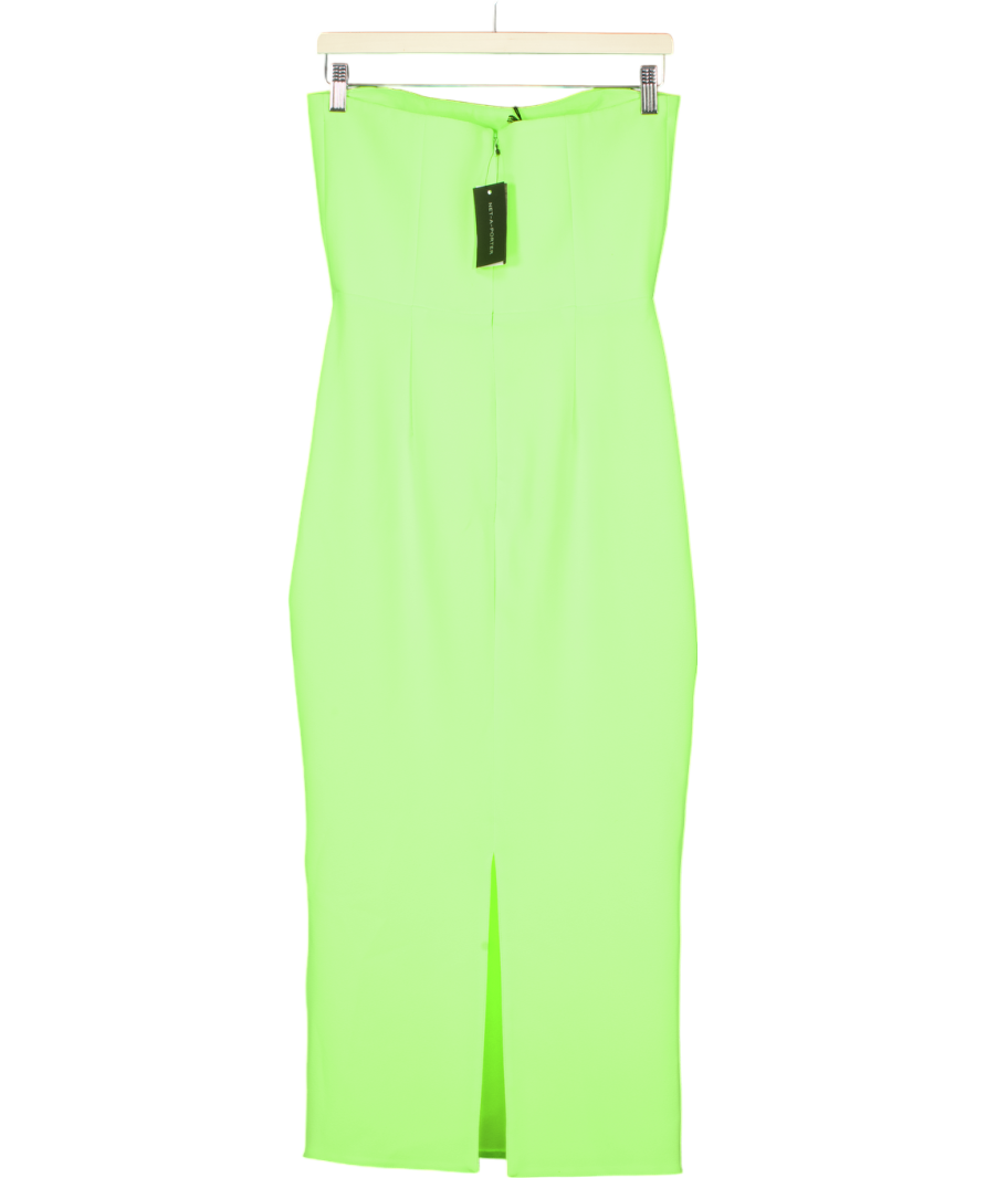 Alex Perry Yellow Callan Strapless Neon Crepe Midi Dress UK 10