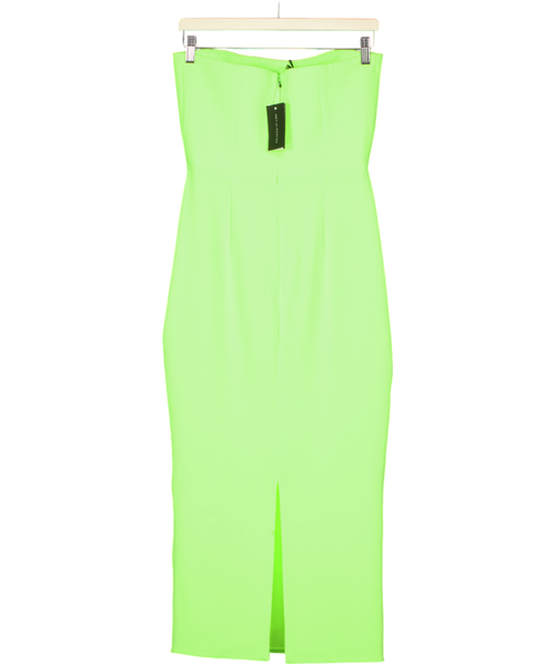 Alex Perry Yellow Callan Strapless Neon Crepe Midi Dress UK 10