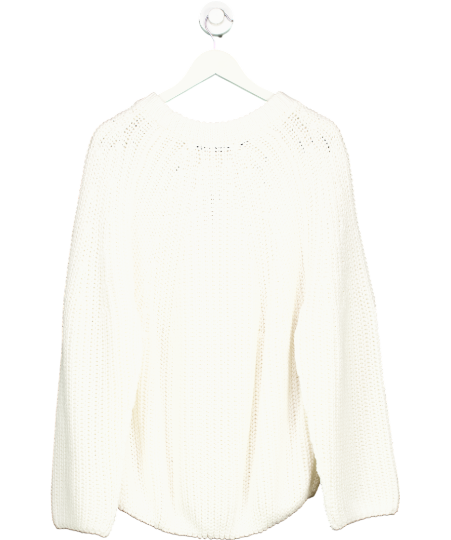 Free People White Take Me Home 100% Cotton Jumper UK M