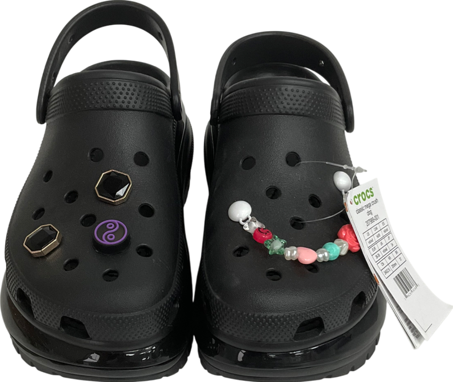 Black Platform Crocs With Charms UK 6 EU 40 👞