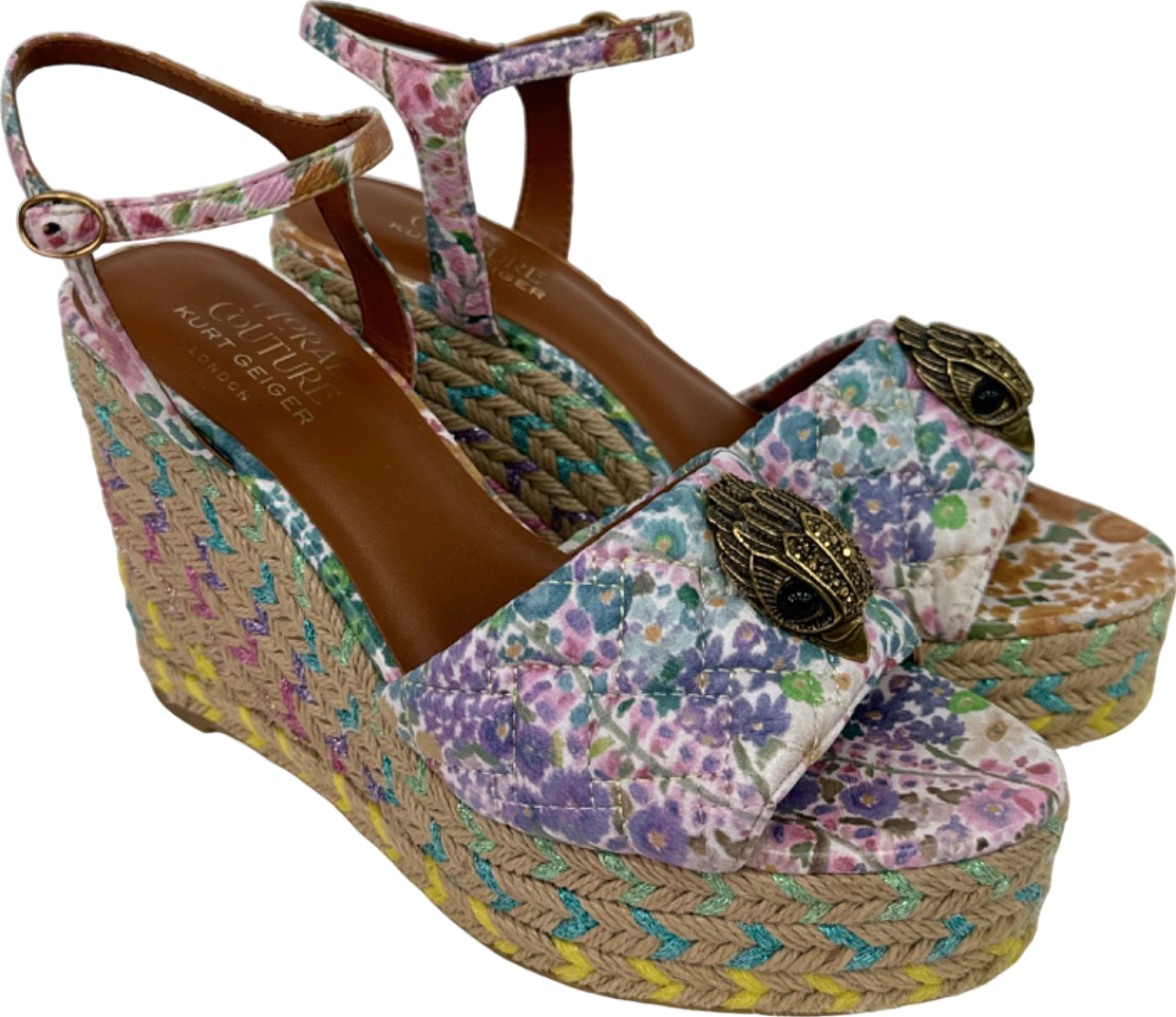 Kurt Geiger Multicolour Floral Couture Wedge Sandals UK 3