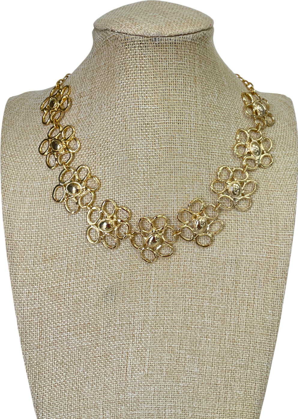 Metallic Flower Detailed 2-piece Necklaces And Earrings Set