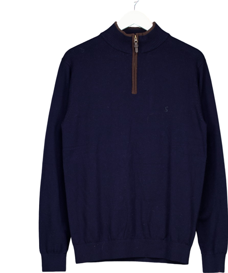 joules Blue Quarter Zip Knitted Jumper UK M