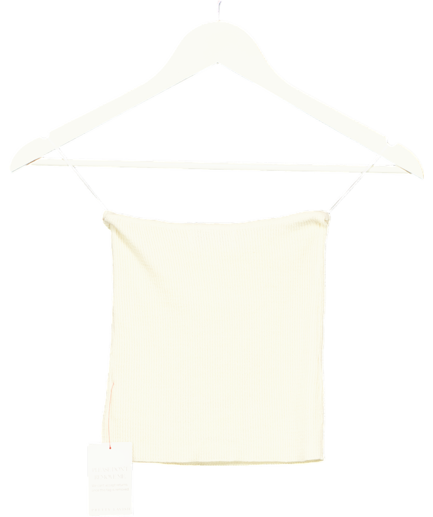 PRETTY LAVISH Cream Tube Top UK XS