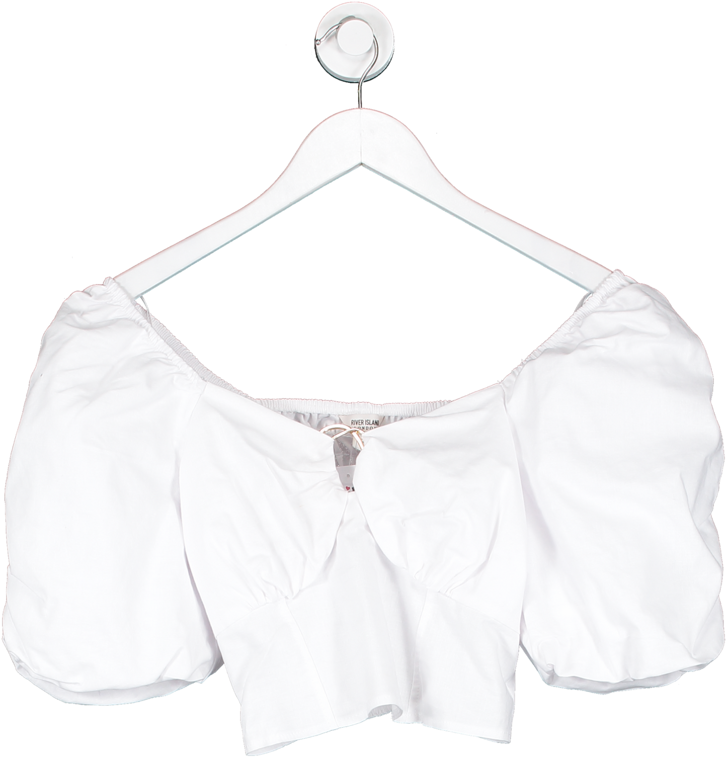 River Island White Puff Sleeve Cropped Top UK 6