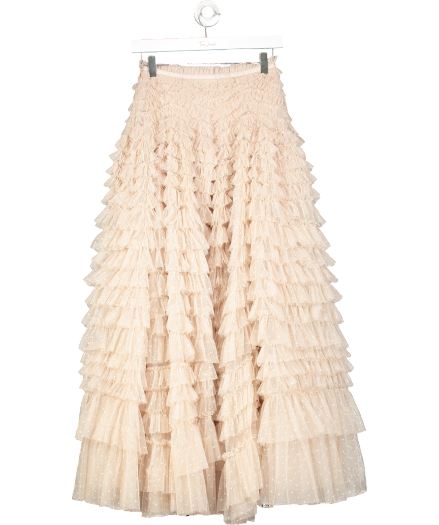 Needle & Thread Nude Hattie Ruffle Ankle Skirt UK 8
