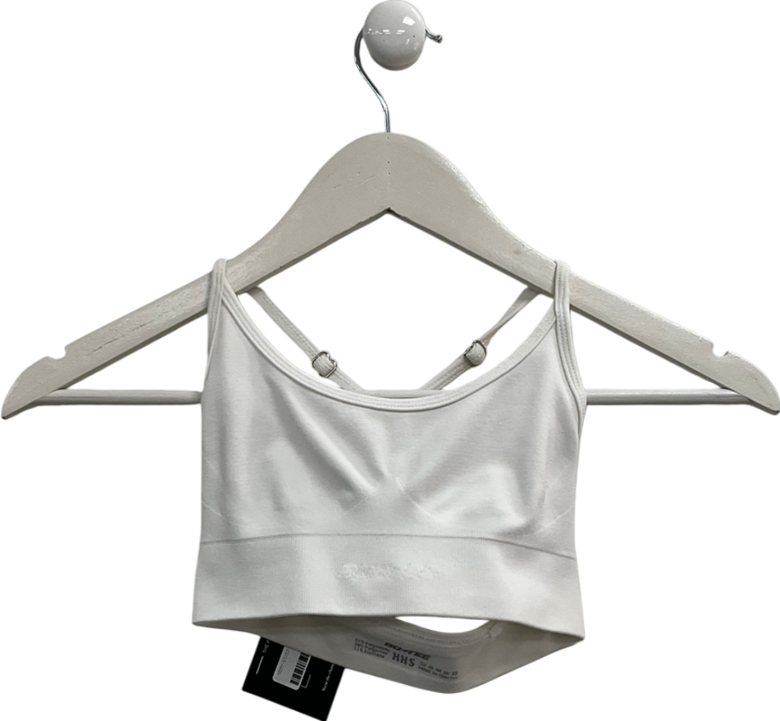 Bo + Tee White Cross Back Crop Top UK XXS