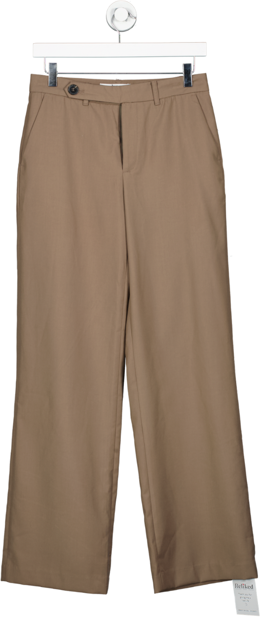 BOA Brown Mid Rise Trousers With Button Detail UK XS