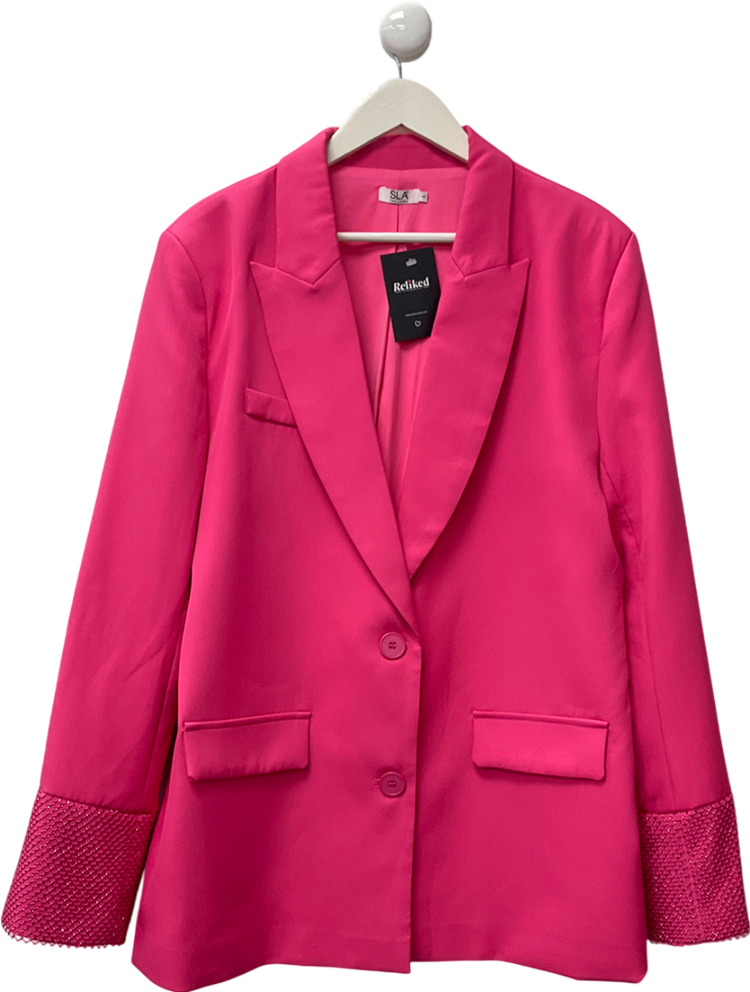 SLA the label Hot Pink Diamanté Sleeved Blazer UK L