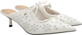 Charles & Keith White Leather Embroidered Heeled Mules UK 4 EU 37