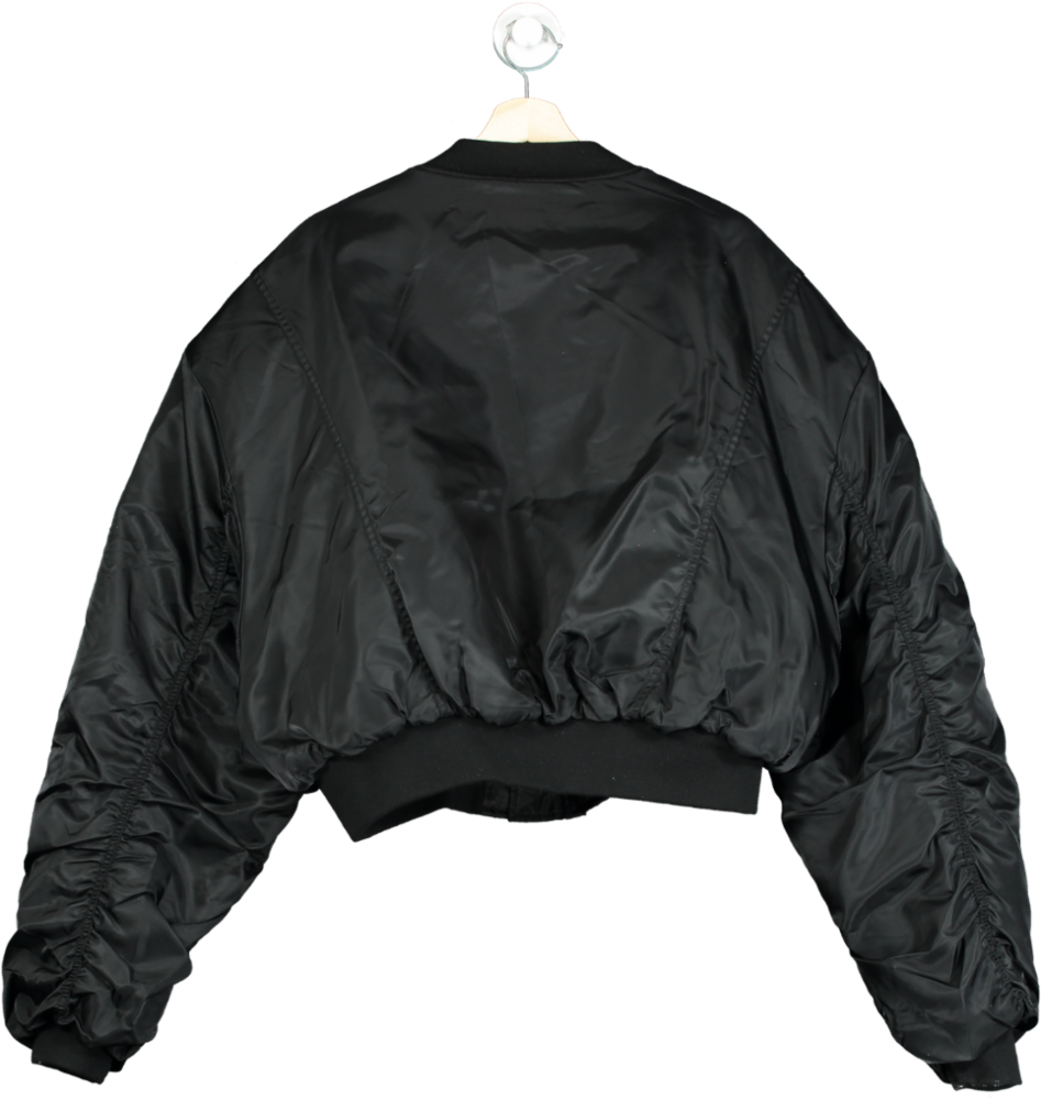 DRL Black Cropped Bomber Jacket UK One size