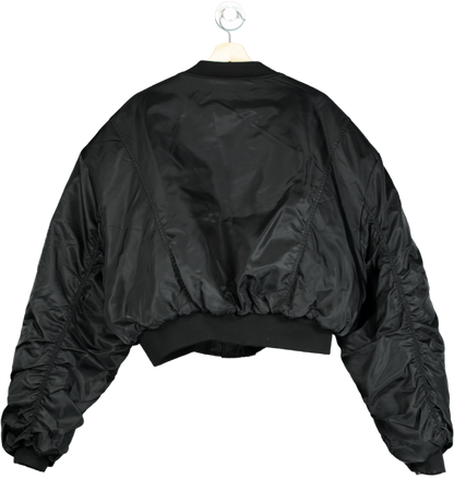 DRL Black Cropped Bomber Jacket UK One size