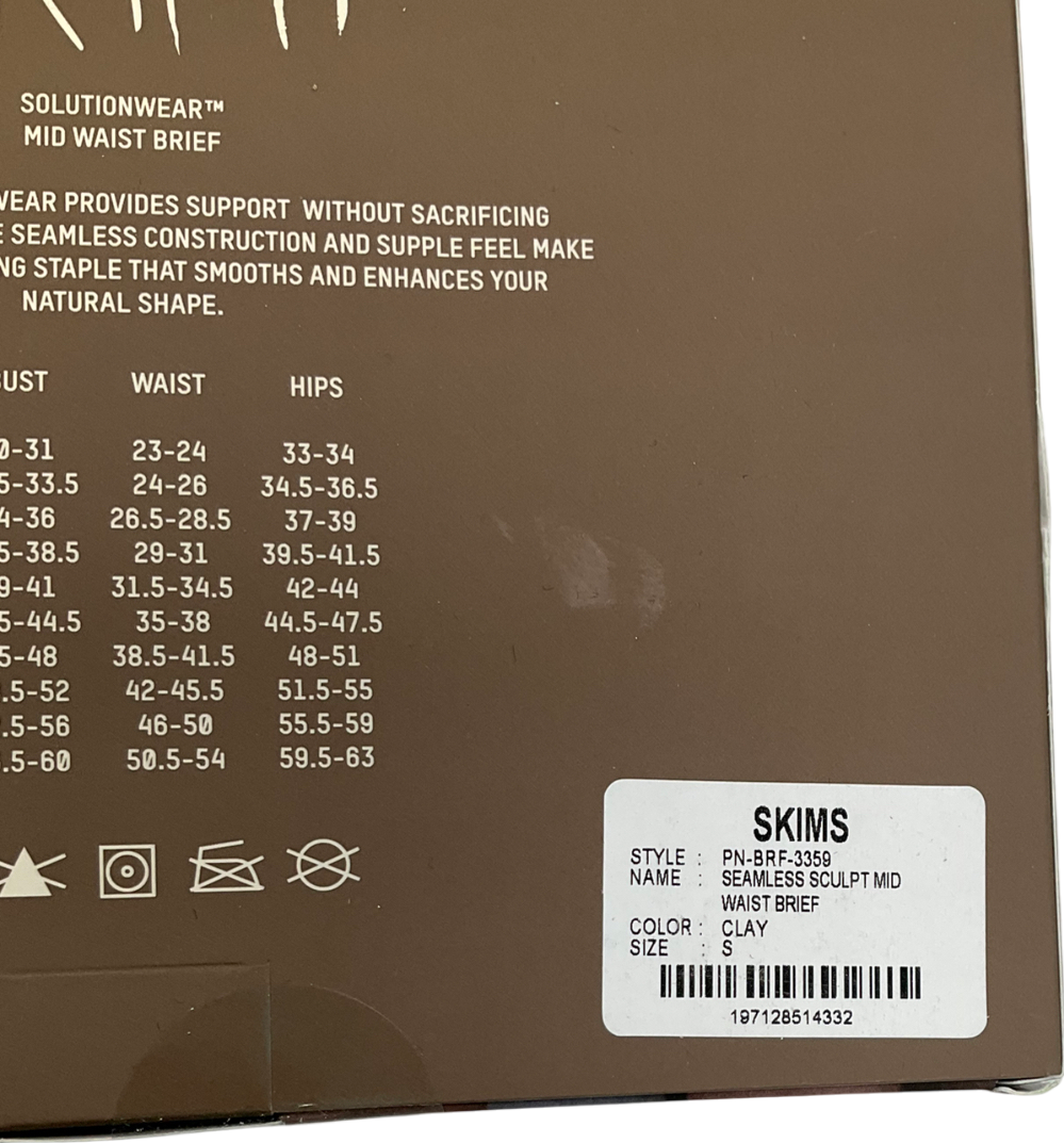 SKIMS Seamless Sculpt Mid Waist Brief - Clay UK S