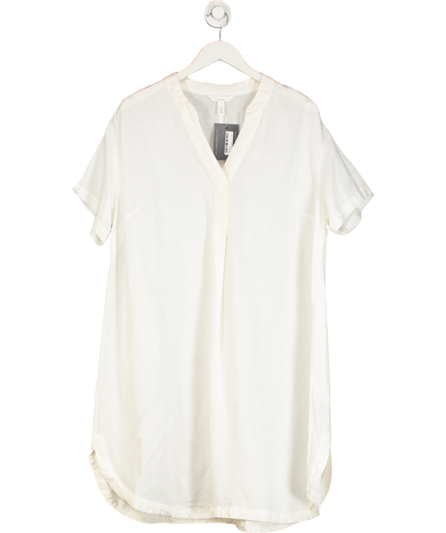 H&M White Linen Blend Loose Tunic Dress UK M