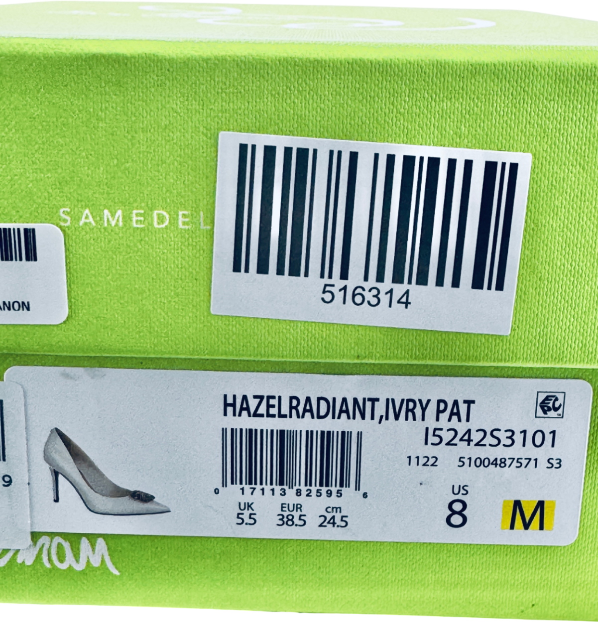 SAM EDELMAN Ivory White / Gold Hazel Radiant Embellished Faux Patent Leather Heels Us8 UK 6 EU 39 👠