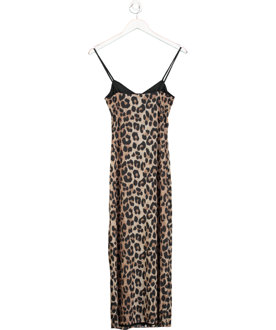 MANGO Brown Leopard Midi Dress UK S