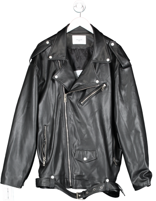 Dress Volume Black Leather Zip Up Jacket UK L