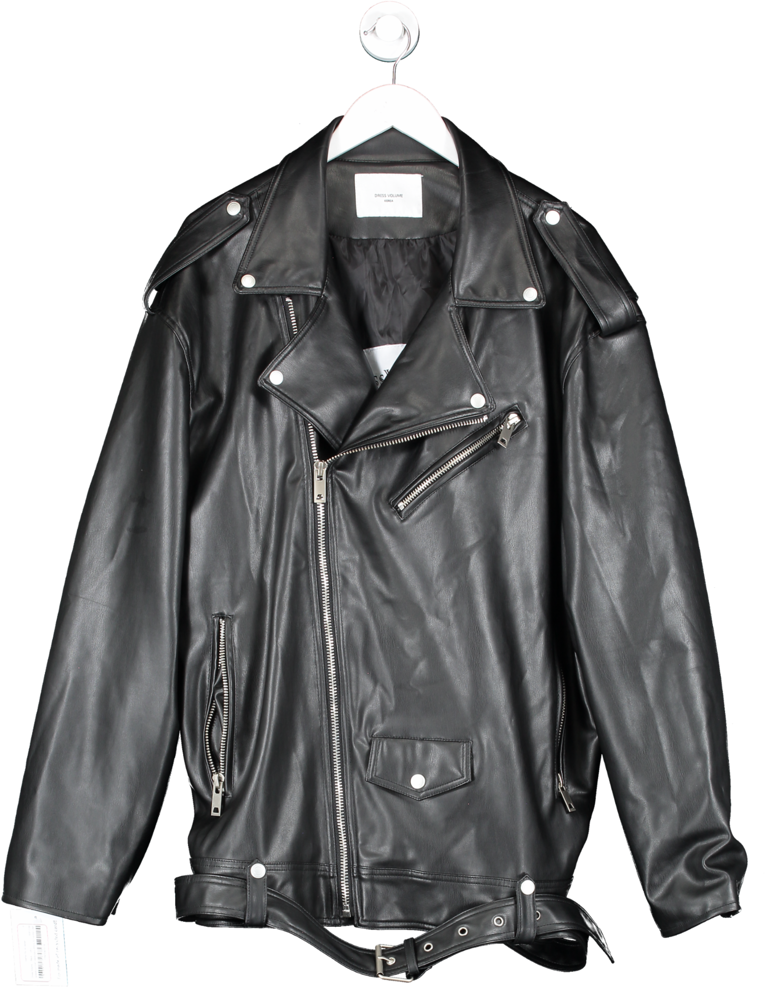 Dress Volume Black Leather Zip Up Jacket UK L