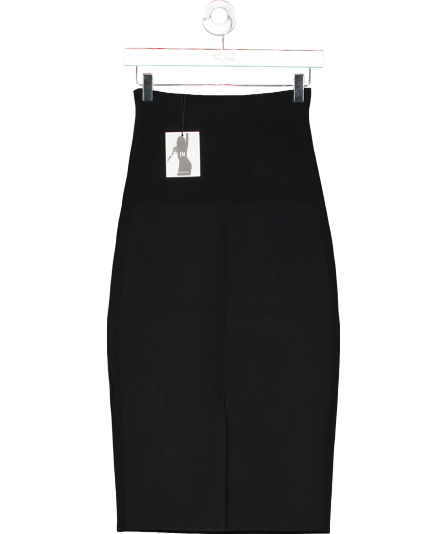 Victoria Beckham Black Vb Body Ribbed Stretch-knit Midi Skirt UK 8
