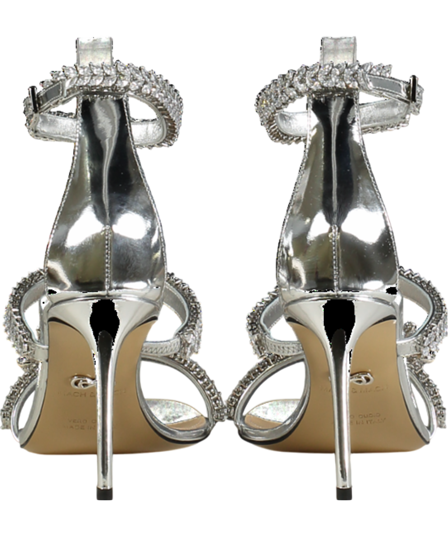 Mach & Mach Metallic Lotus Flower Jewelled Leather Sandal Heels UK 5 EU 38 👠