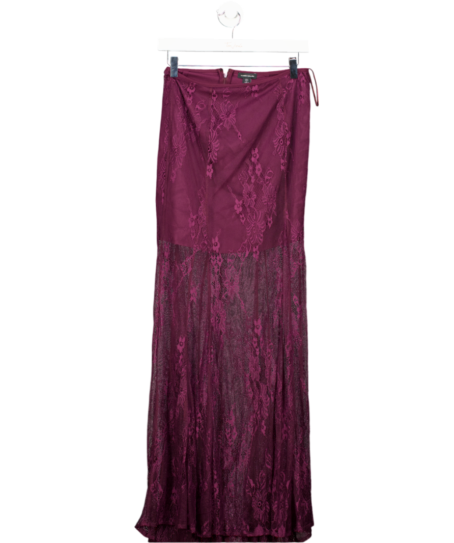 Karen Millen Purple Sheer Lace Godet Woven Maxi Skirt UK 6