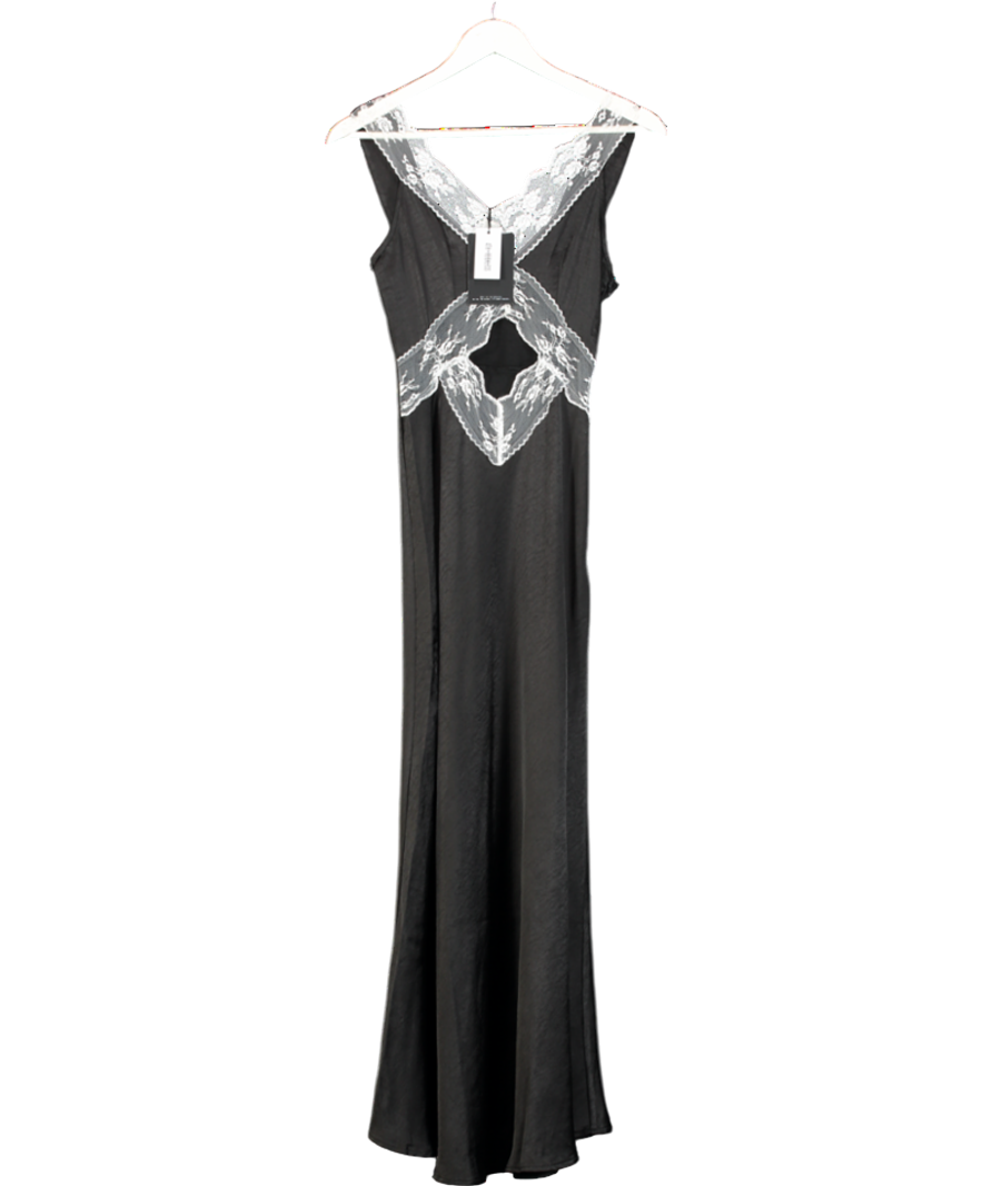 4th & Reckless Black Satin Lace Kelsey Dress UK 6
