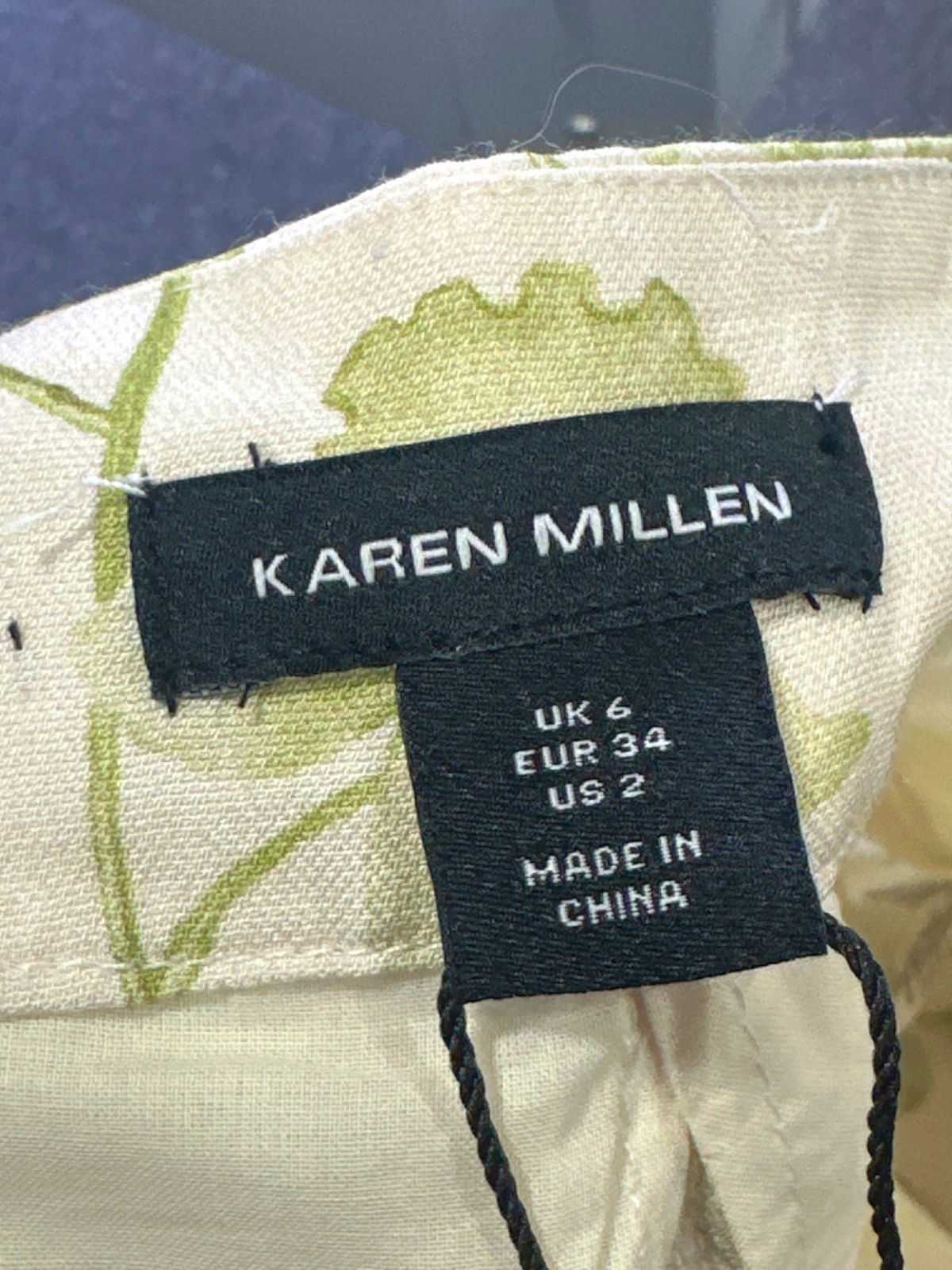 Karen Millen Green Lyda Millen Tall Botanic Printed Linen Woven Trousers UK 6