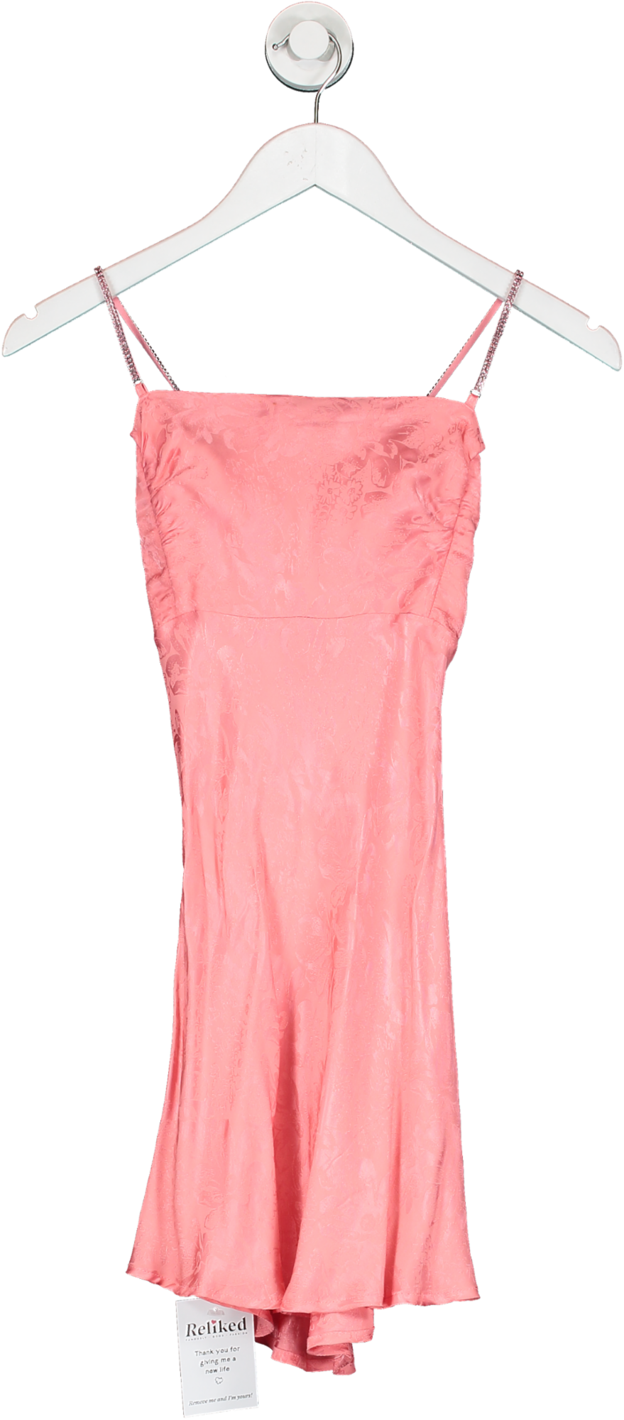 For Love & Lemons Pink Diamante Strap Satin Mini Dress UK XXS