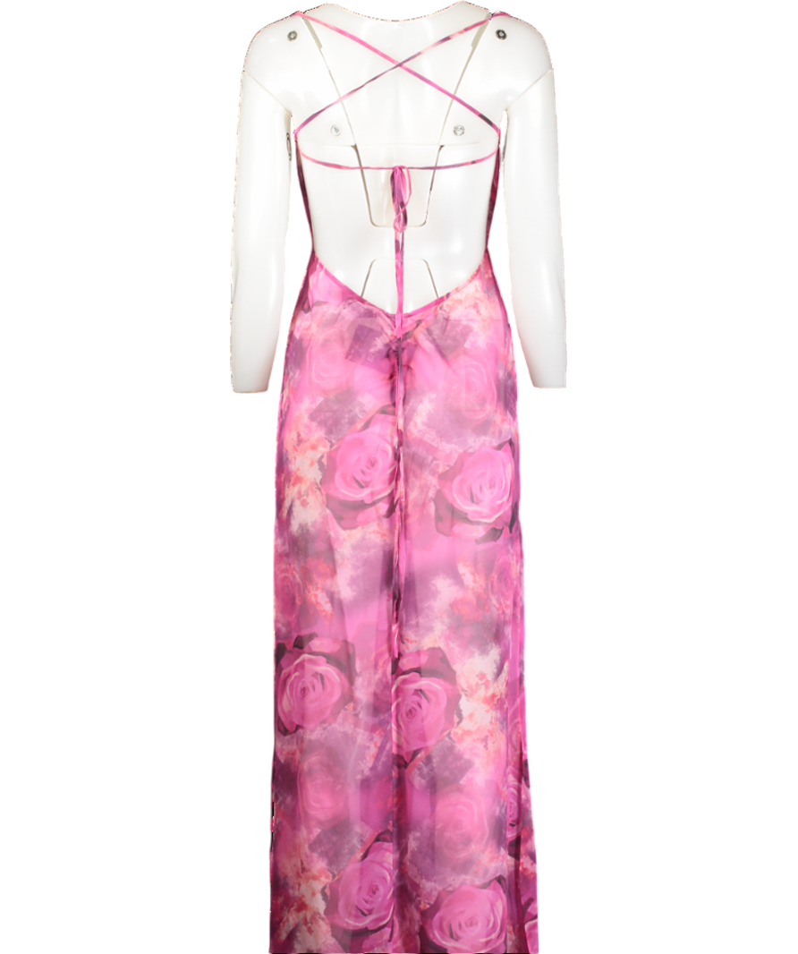 Kim Shui Pink Chiffon Rose Gown UK S