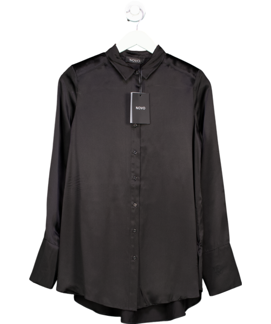 Novo Black Oversized Silk Shirt UK 6