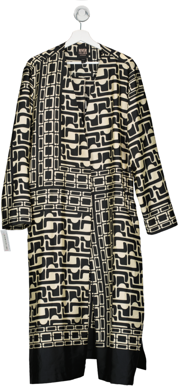 River Island Plus Black Abstract Print Duster Jacket UK 26