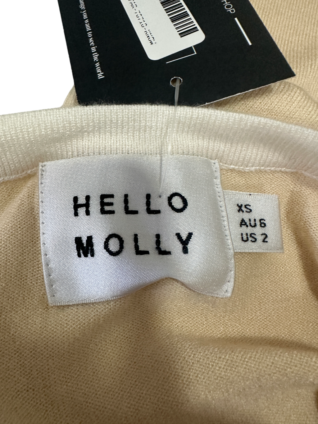 Hello Molly Cream Contrast Seam Cut-out Strapless Knit Midi Dress UK XS