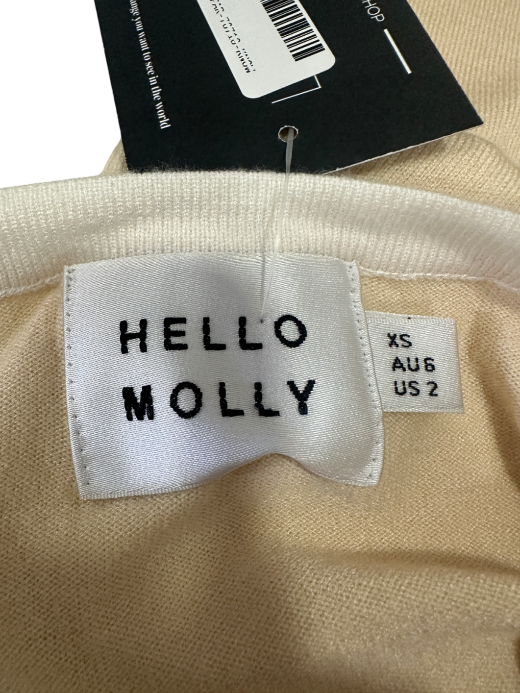 Hello Molly Cream Contrast Seam Cut-out Strapless Knit Midi Dress UK XS