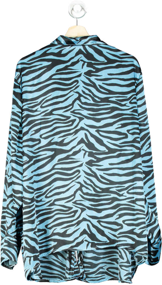 River Island Blue Zebra Print Button Up Shirt UK 26