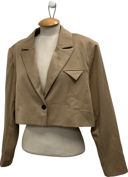 4th & Reckless Beige Cropped Blazer With Pocket Detail UK 12