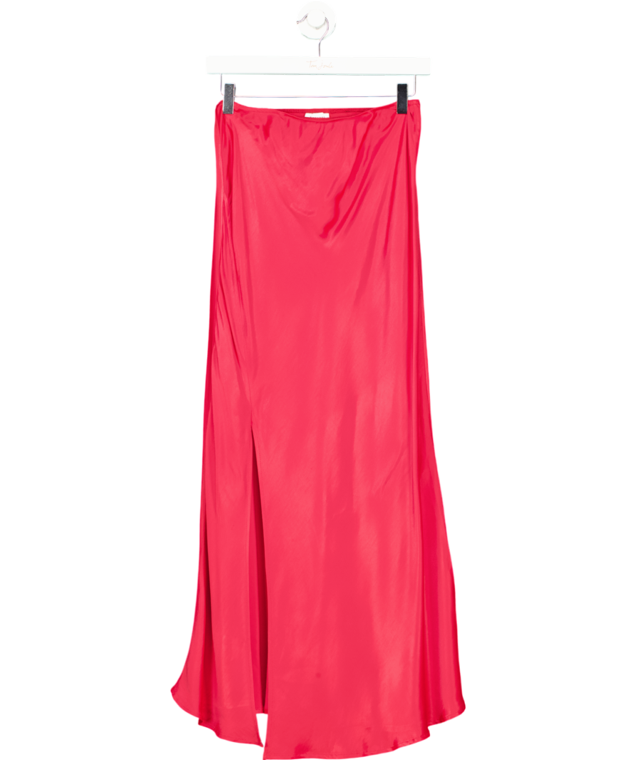 Warehouse Red Satin Elasticated Maxi Skirt UK 8