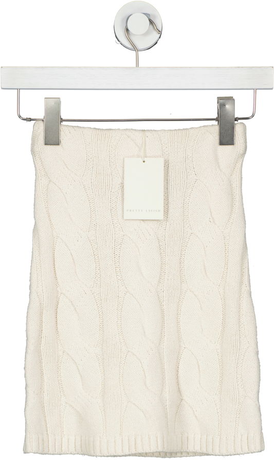 PRETTY LAVISH Cream Hunter Cable Knit Mini Skirt UK XS