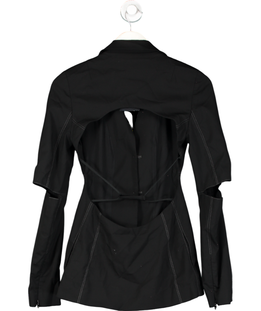 JACQUEMUS Black Melo Cutout Wool Blend Grain De Poudre Blazer UK 8