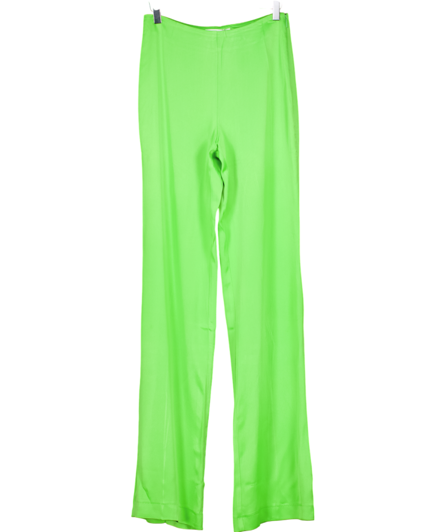 MANGO Green Penny Flowy Straight-fit Trousers UK S