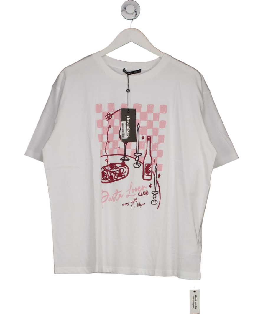Threadbare White Pasta Printed T-shirt UK 12