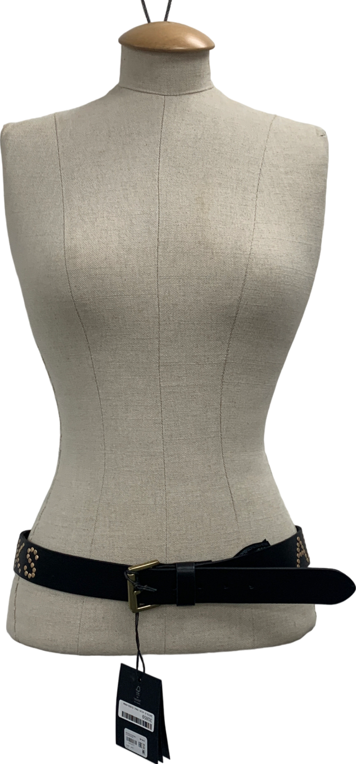 All Saints Black Rock Studded Leather Belt One Size