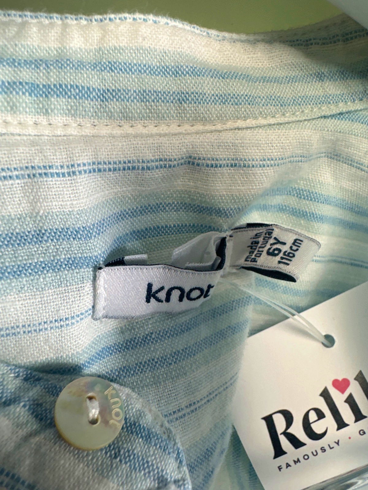 Knot Blue Striped Cotton Shirt UK 6 Yrs