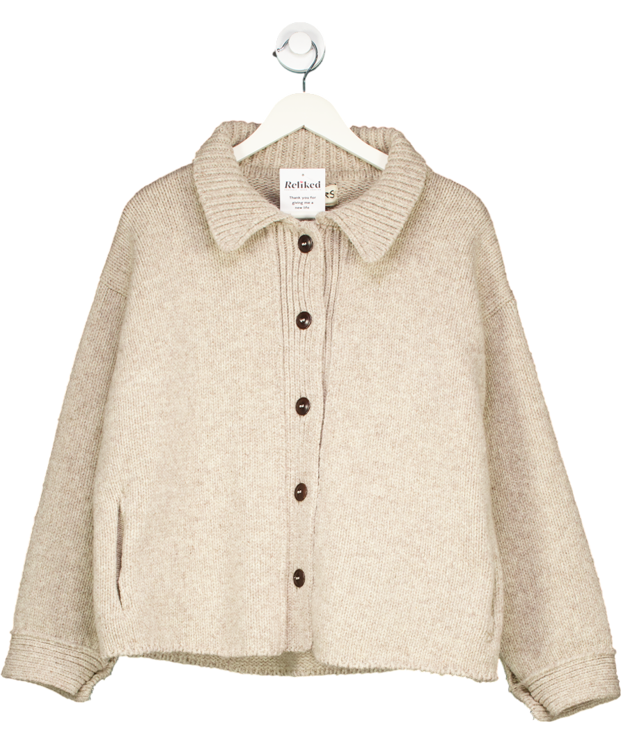 L'Envers Beige Calamity Knit Jacket 100% Merino Wool UK L
